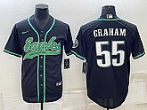 Men's Philadelphia Eagles #55 Brandon Graham Black With Patch Cool Base Stitched Baseball Jersey,baseball caps,new era cap wholesale,wholesale hats
